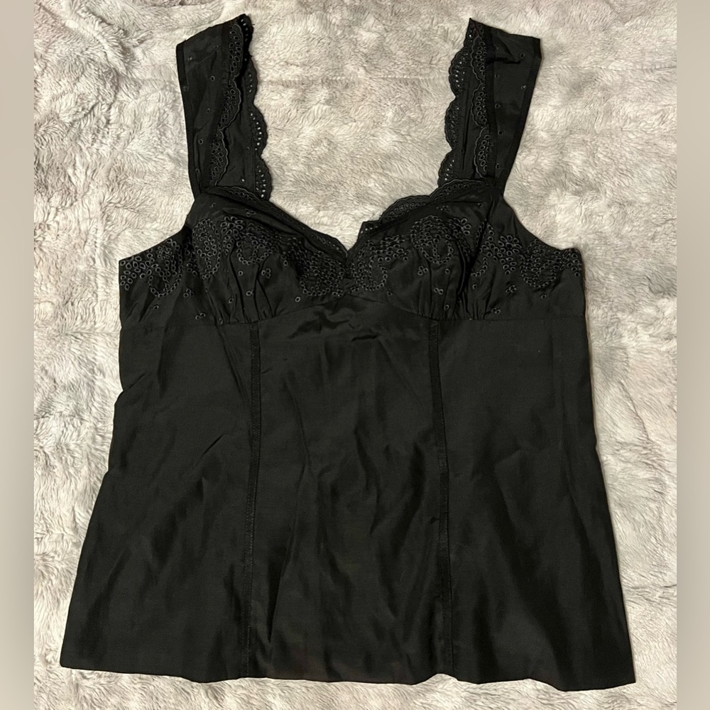 Black eyelet bustier top